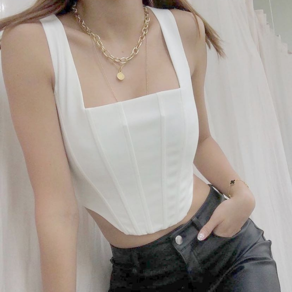 EUC Pomelo White Corset Top